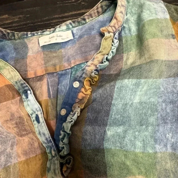 ISABELLA SINCLAIR PLAID BLOUSE SIZE SMALL - Picture 3 of 5